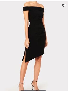 Milly Ally off Shoulder Cady Ruched Asymmetric Black One-Shoulder Cocktail Dress